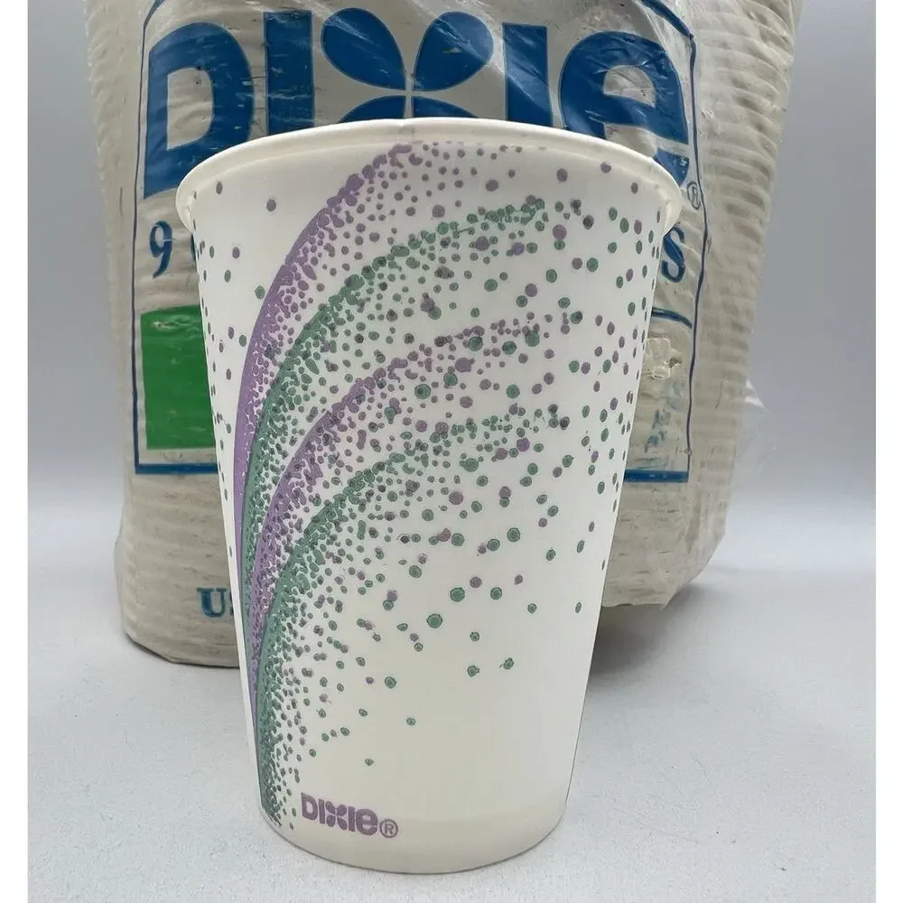 Vintage 1990s Dixie Cold Cups Drink 9 oz 150 Count Green Purple 1992